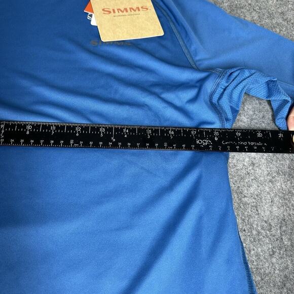 Simms Challenger Solar Shirt Mens Medium Blue Carbon Fishing Tee Outdoors - Picture 5 of 9